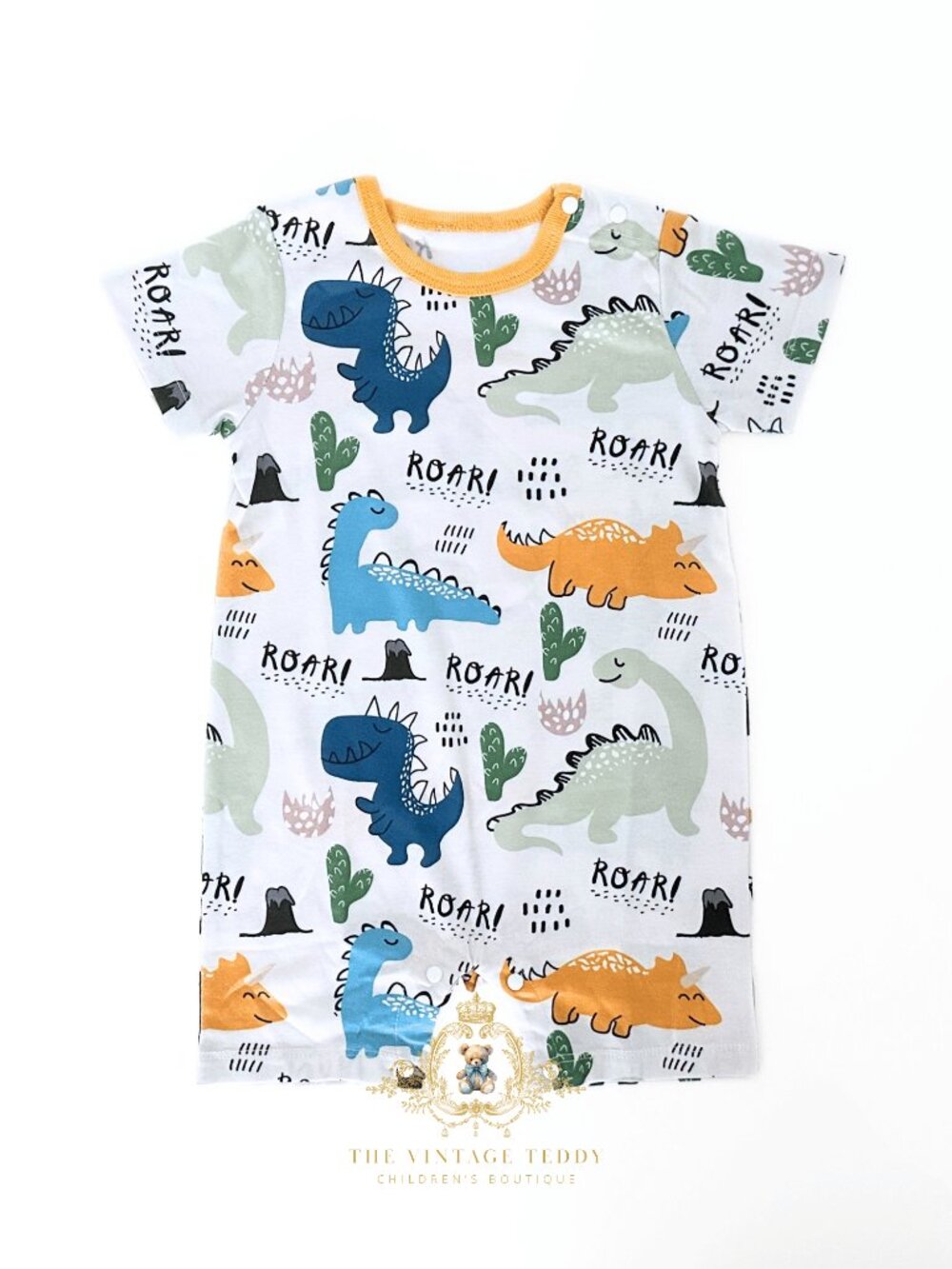 NWT Cute Boys One-piece Sleep N' Play Romper Dinosaurs Go Roar! Colorful 6-9M
